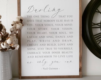 Darling quote, live life as only you can. Painted and Framed wood sign - 64x49cm, Made in Australia.