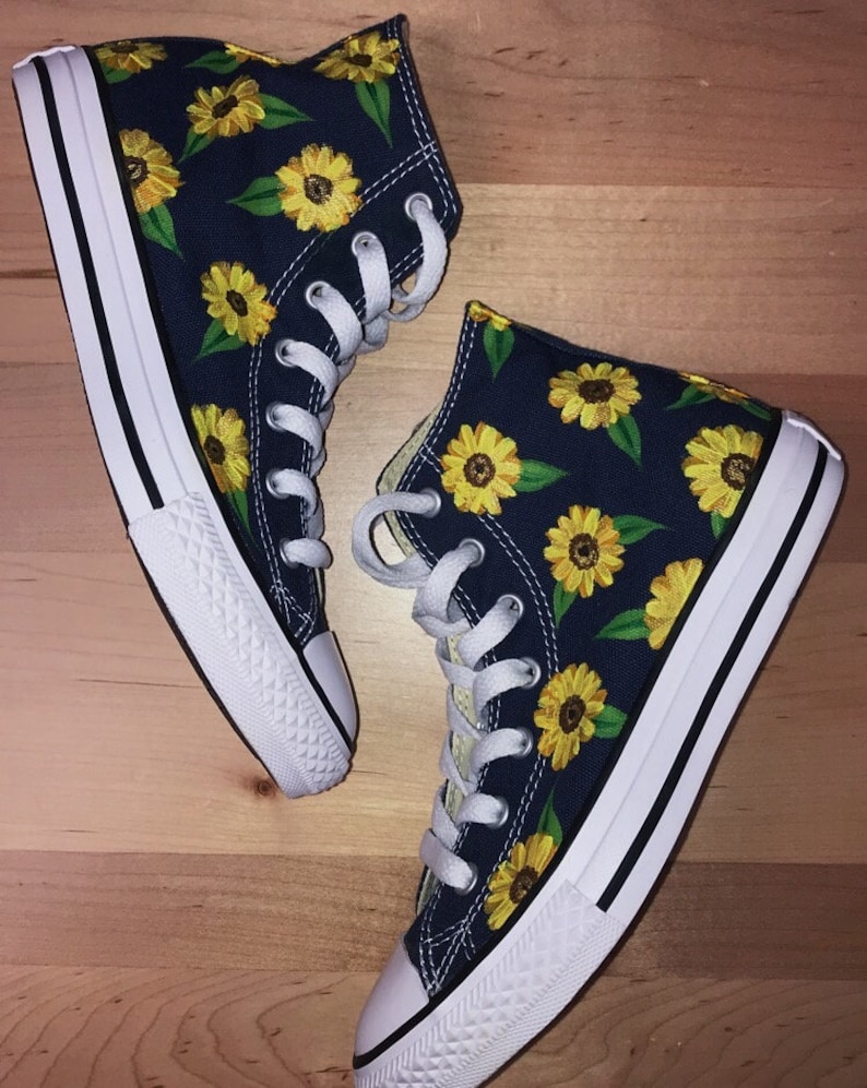 Sunflower Handpainted Canvas Shoes vans, Converse, Toms, Keds - Etsy