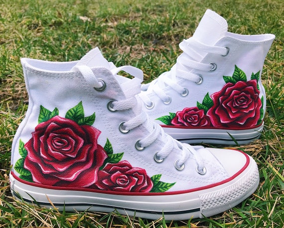 Rose Floral Handpainted Canvas Shoes 