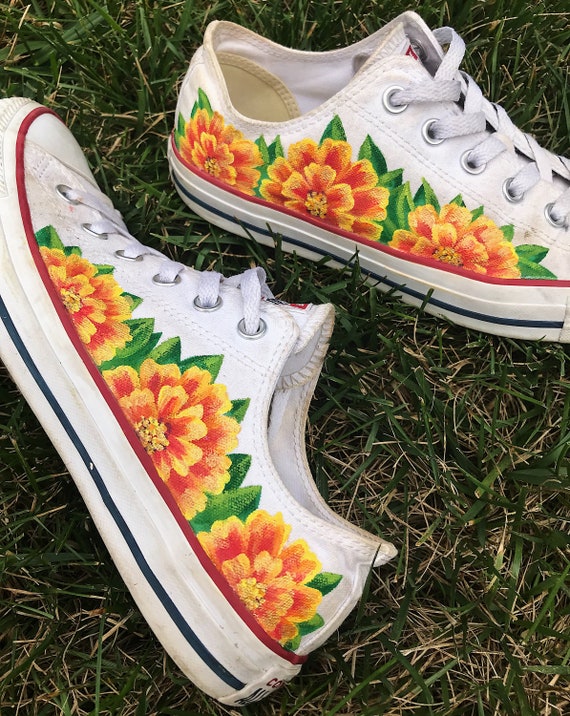 Duchess forfader Udtømning Floral Handpainted Canvas Shoes vans Converse Toms Keds - Etsy