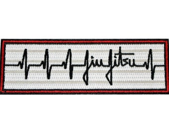 Jiu Jitsu BJJ Gi Patch HEARTBEAT PULSE Jiu Jitsu Gift Iron-on Christmas Stocking Stuffer