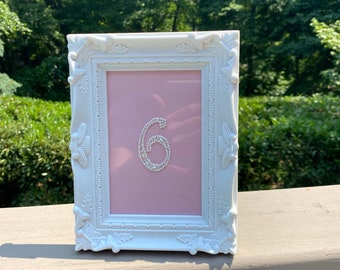 Elegant Picture /Table Number Frame with Pearls
