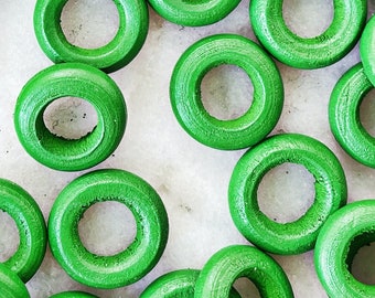 15mm GREEN WOODEN RINGS || 0.6 Inch || Small Green Wood Ring
