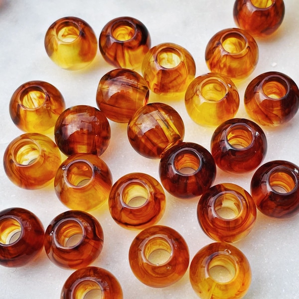 12mm ACRYLIC ROUND BEADS || Imitation Amber || Macrame & Jewelry Supply || Large 5mm Hole