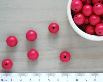 12mm ROUND WOODEN BEADS || Fuchsia Pink || 0.47 Inch