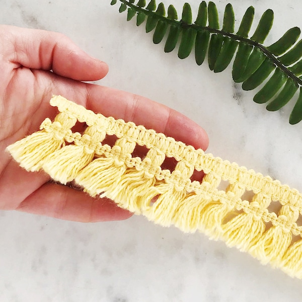 45mm YELLOW FRINGE TRIM || 1.75 Inch Wide || Vintage || Per Foot || Cotton || Made in Canada