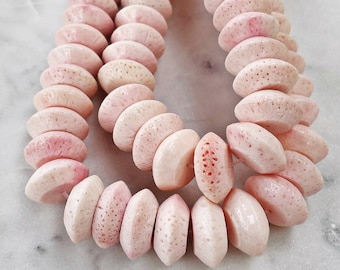 7x18mm PINK CORAL BEADS || Rondelle || 49 Piece Strand