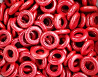 15mm RED WOODEN RINGS || Small Red Wood Ring