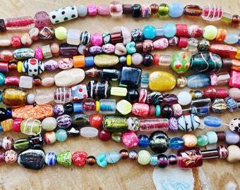 42" Strand || A Bit of Everything! GLASS BEADS || Mix of Colours, Sizes, Finishes, & Shapes || Foils, matte glass, lamp work...