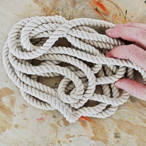 10mm UNBLEACHED COTTON CORD || 12.5 Foot Length || Macrame rope || 3 ply twist