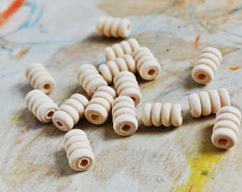 14x9mm GROOVED WOODEN BEADS || Unfinished Medium Wood Bead