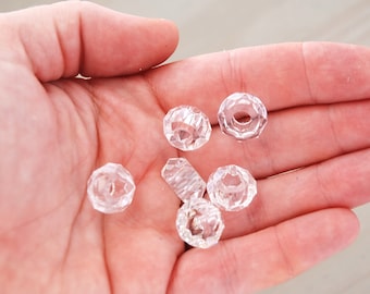 14mm CLEAR GLASS BEADS || Faceted || European Style Charm Bead