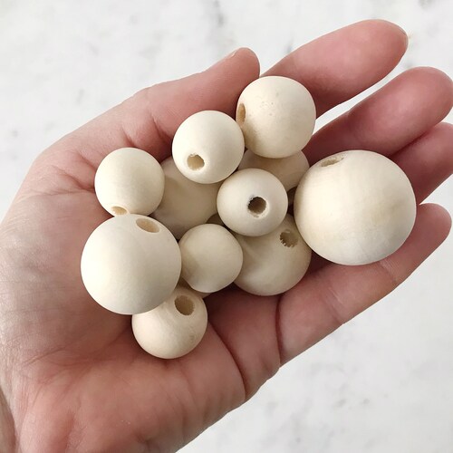 Round Unfinished Wood Beads Etsy