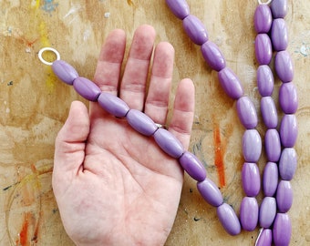 26x12mm Oval PURPLE RESIN BEADS, Opaque. 8 Pieces