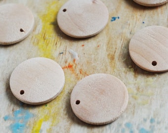 20mm UNFINISHED WOOD PENDANT || 0.78 inch || Flat Disk Round || Wooden Jewelry || Earring Necklace Bracelet Parts