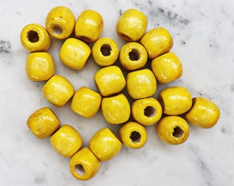 15x15mm YELLOW WOODEN BEADS || Macrame Bead || 5mm Large Hole
