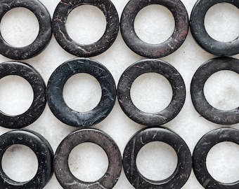 5 Pieces || 20mm COCONUT RINGS || 1.5 Inch Linking Ring || Dark Grey Brown Black Pattern