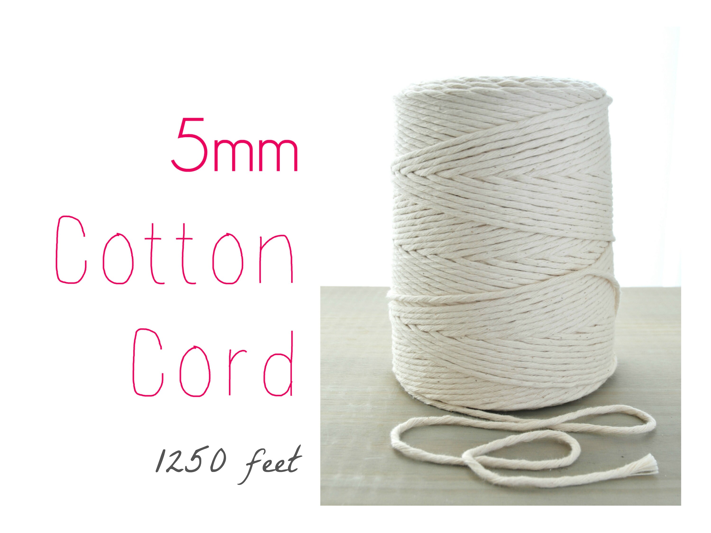 Macrame Cord // Cotton Twine // 5mm Natural Cotton Rope // Etsy