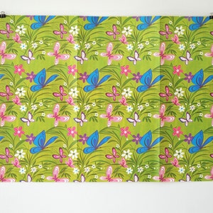 Vintage Gift Wrap Retro Wrapping Paper Butterflies and Flowers Wrapping Paper image 1