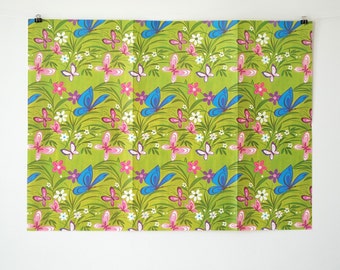 Vintage Gift Wrap - Retro Wrapping Paper - Butterflies and Flowers Wrapping Paper