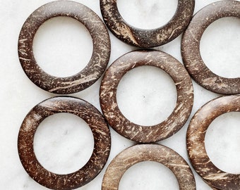 5 Pieces || 38mm COCONUT RINGS || 1.5 Inch Linking Ring || Natural Dark Brown