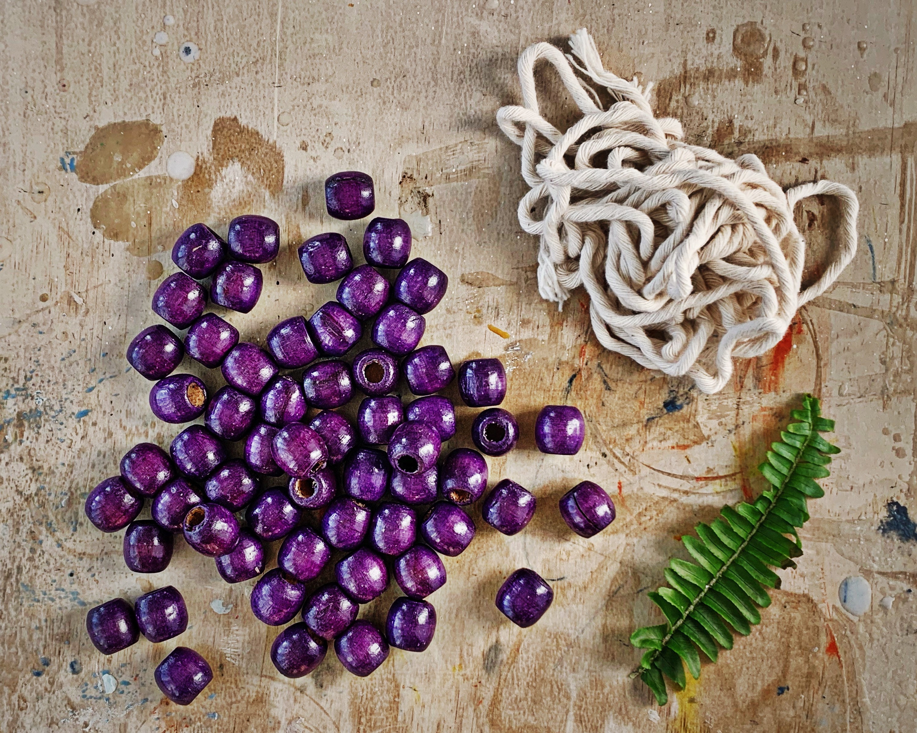 15mm PURPLE WOODEN BEADS Macrame Beads Large Hole Etsy