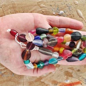 24 Strand 6-28mm MATTE GLASS BEADS Sea Glass Bead 2mm Hole Approximately 50 Beads Assorted Colours, Shapes & Sizes image 2