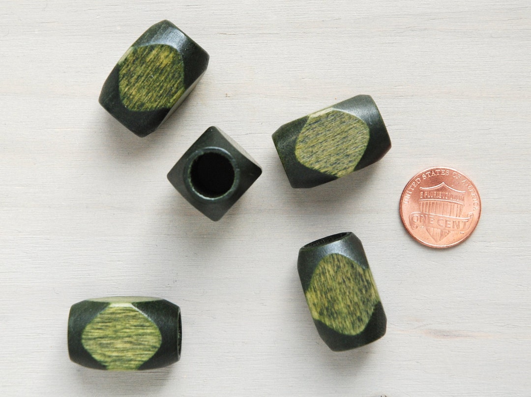 25x16mm VINTAGE WOODEN BEADS 1 Inch Dark Olive Green Etsy