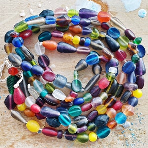 24 Strand 6-28mm MATTE GLASS BEADS Sea Glass Bead 2mm Hole Approximately 50 Beads Assorted Colours, Shapes & Sizes image 8