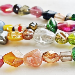 24" Strand || 6-12mm LUSTER GLASS BEADS || Approximately 50 Beads || Assorted Colours, Sizes and Shapes