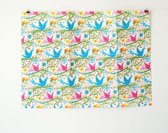 Vintage Wrapping Paper - Vintage Gift Wrap - Vintage Paper with Birds and Flowers - Vintage Gift Wrapping