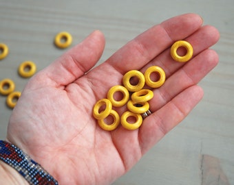 15mm YELLOW WOOD RINGS || 0.6 Inch || Small Wood Ring
