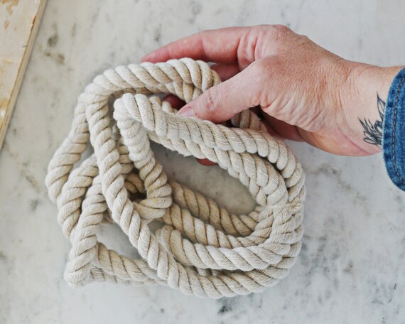 13mm UNBLEACHED COTTON CORD 7.5 Foot Length Nautical Rope 3 Ply