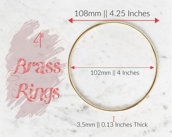 4 inch GROTE METALEN RINGEN || 102 mm || Messing gecoate stalen ring || Goudkleur || Macramé knutselring dromenvanger