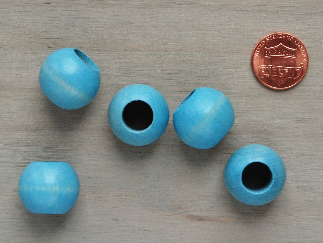 20mm BLUE WOODEN BEADS 0.79 Inch Round Large Hole Etsy