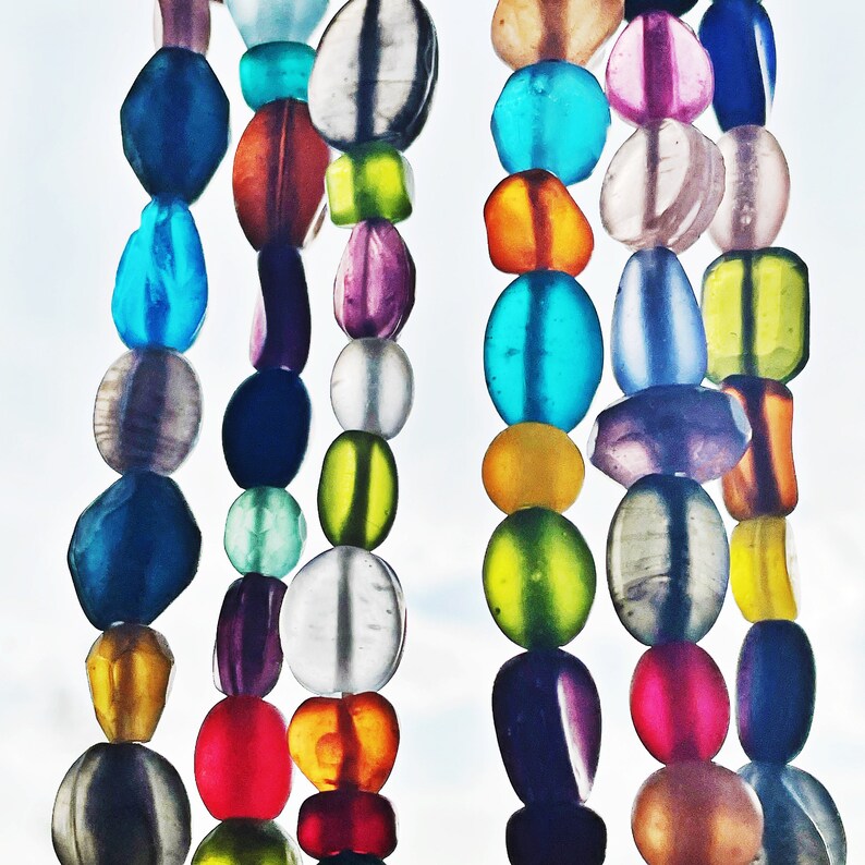 24 Strand 6-28mm MATTE GLASS BEADS Sea Glass Bead 2mm Hole Approximately 50 Beads Assorted Colours, Shapes & Sizes image 5