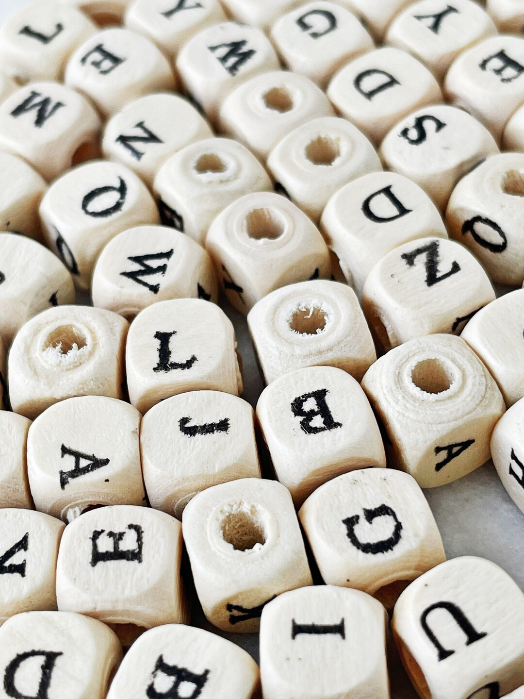 70 Pieces 8mm WOOD ALPHABET BEADS Wooden Letter Bead 2.5mm Hole Etsy