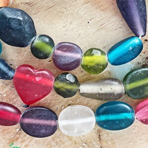 24 Strand 6-28mm MATTE GLASS BEADS Sea Glass Bead 2mm Hole Approximately 50 Beads Assorted Colours, Shapes & Sizes image 7