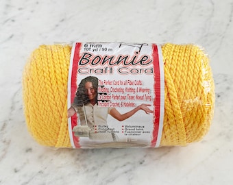 Cordón artesanal Bonnie de 6 mm y 100 yardas en amarillo SUNSHINE // Hilo de tejer amarillo brillante // Cuerda para ganchillo // Macramé // Cordón trenzado // Pepperell