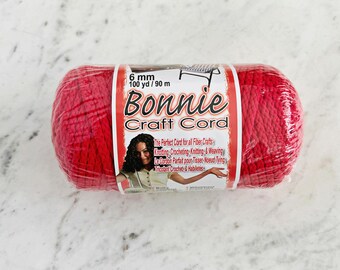 6mm RED Bonnie Craft Cord || 100 Yard (90m) Roll of Thick Macrame Cord || Super Bulky Braided Poly Yarn || Weaving & Crocheting Rope