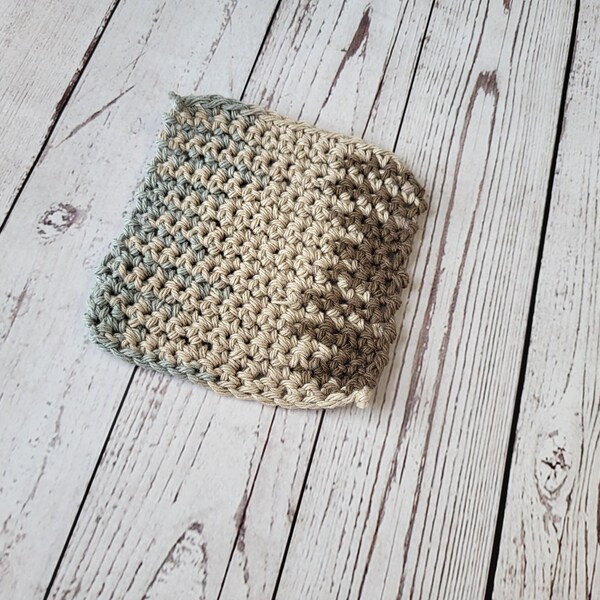 Small size dishcloth, 5 x 5, brown, cotton yarn, handcrafted dishcloth, hand crochet, ready to ship, Canadian shops, made in Manitoba