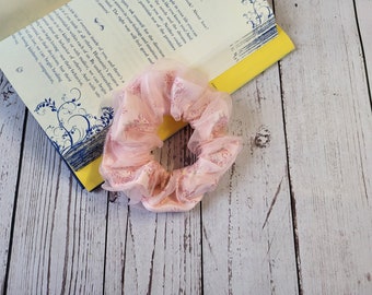 Hair scrunchie, pink, polyester, handmade, affordable, pouffy scrunchie, big scrunchie, ready to ship, free shipping