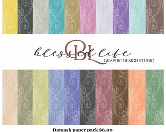 Large pack of softly colored digital and printable papers for digital and physical scrapbooking and paper crafting