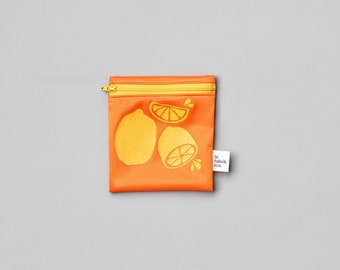 SPECIAL EDITION / LEMON ~ Reusable bag for snack ~ Small ~ Reusable snack zipper bags