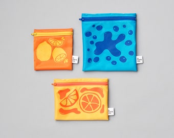 SPECIAL EDITION / Summer Trio ~ Reusable sandwich and snack bag ~ Reusable snack and sandwich zipper bags