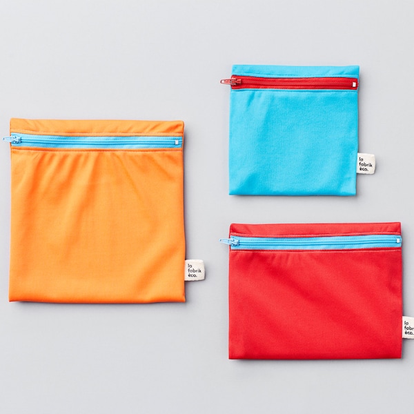 Trio Fruité ~ Sacs réutilisables pour sandwich et collation ~ Reusable snack and sandwich zipper bags