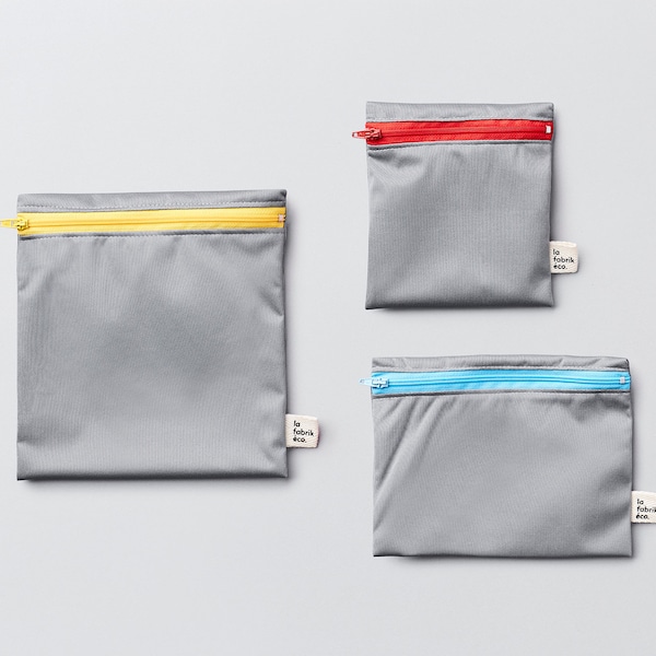 Trio Glacier ~ Sacs réutilisables pour sandwich et collation ~ Reusable snack and sandwich zipper bags