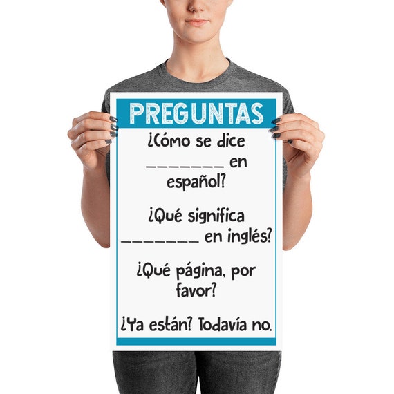 Spanish Language Preguntas Poster Basic Phrases For Classroom 24x36 And 12x18
