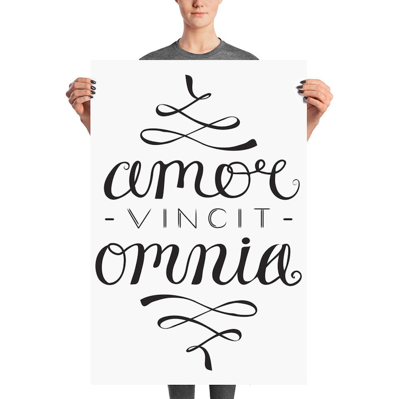 Love Conquers All Amor Vincit Omnia Latin Language Poster 24x36 Etsy