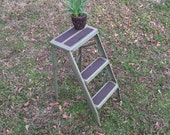 Vintage Metal Step Ladder Metal Ladder Decorative Ladder Vintage Stepstool Vintage Plant Stand